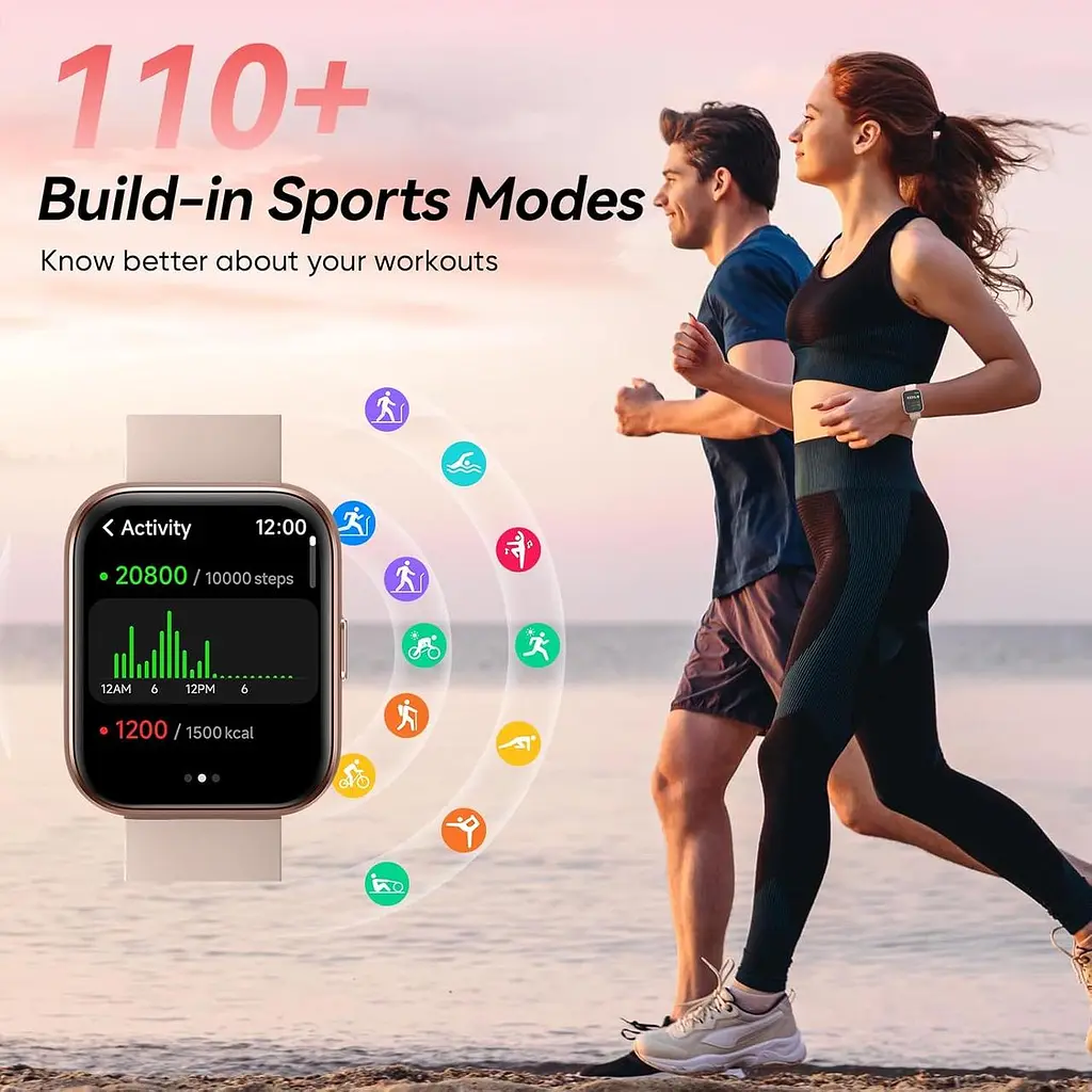 Смарт-годинник жіночий Fitpolo 1.8" з Alexa, Bluetooth-дзвінками, SpO2, 110+ спортивними режимами та IP68 - фото 7