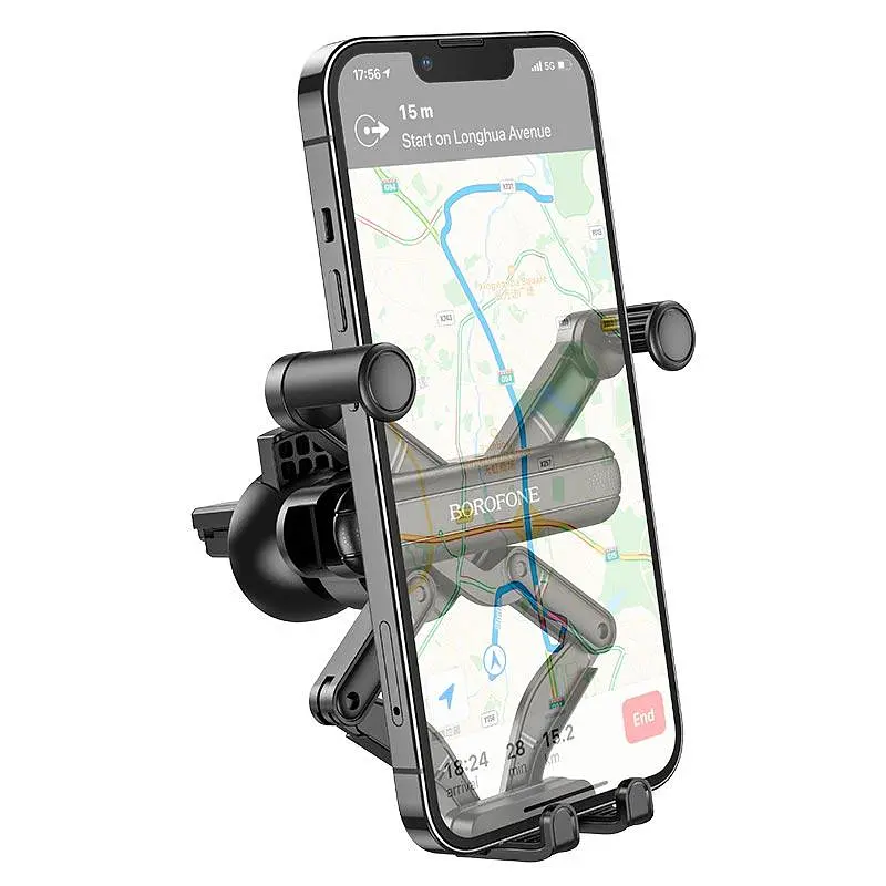 Тримач Borofone Point air outlet gravity linkage car holder BH78 до 7 дюймів чорний - фото 8