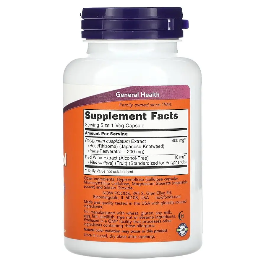 Натуральна добавка NOW Resveratrol 200 mg, 120 вегакапсул - фото 2
