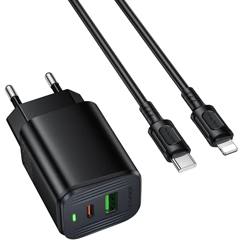 МЗП BAS83A Star PD20W+QC3.0 (1USB-A/1C) + кабель Type-C to Lightning Black Borofone teh0029624
