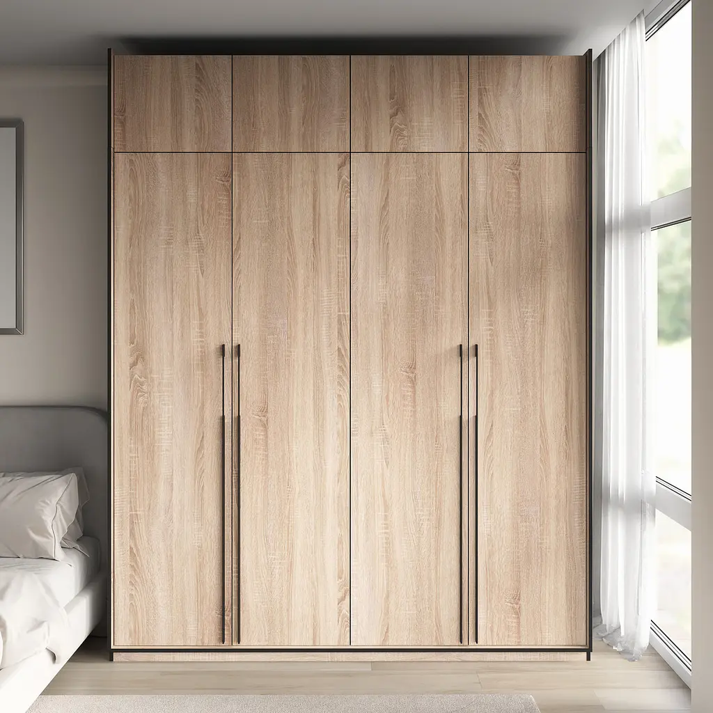 Шафа для одягу Flamecame у спальню з поличками на 4 двері FR-17 Дуб сонома - фото 3