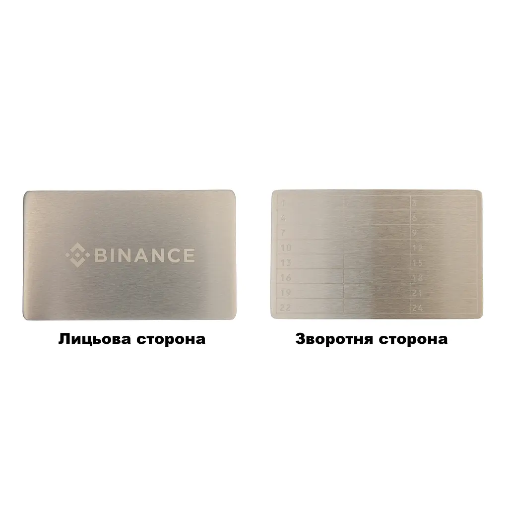 Металева пластина для зберігання сід-фрази Binance Mini Plate 55×90 мм + гравірувальна ручка (1 шт) - фото 4