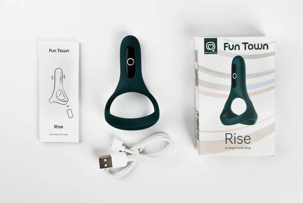 Подвійне ерекційне кільце Fun Town Rise Turquoise, керування зі смартфона - фото 4