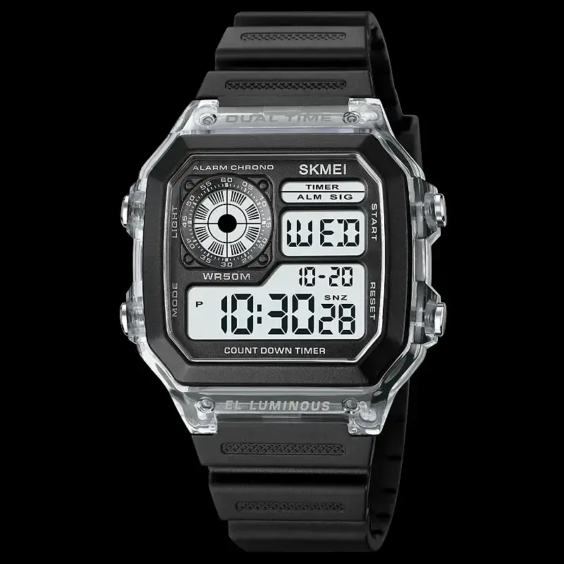 Мужские наручные спортивные часы Skmei 1998 (Черный с белым) - фото 5