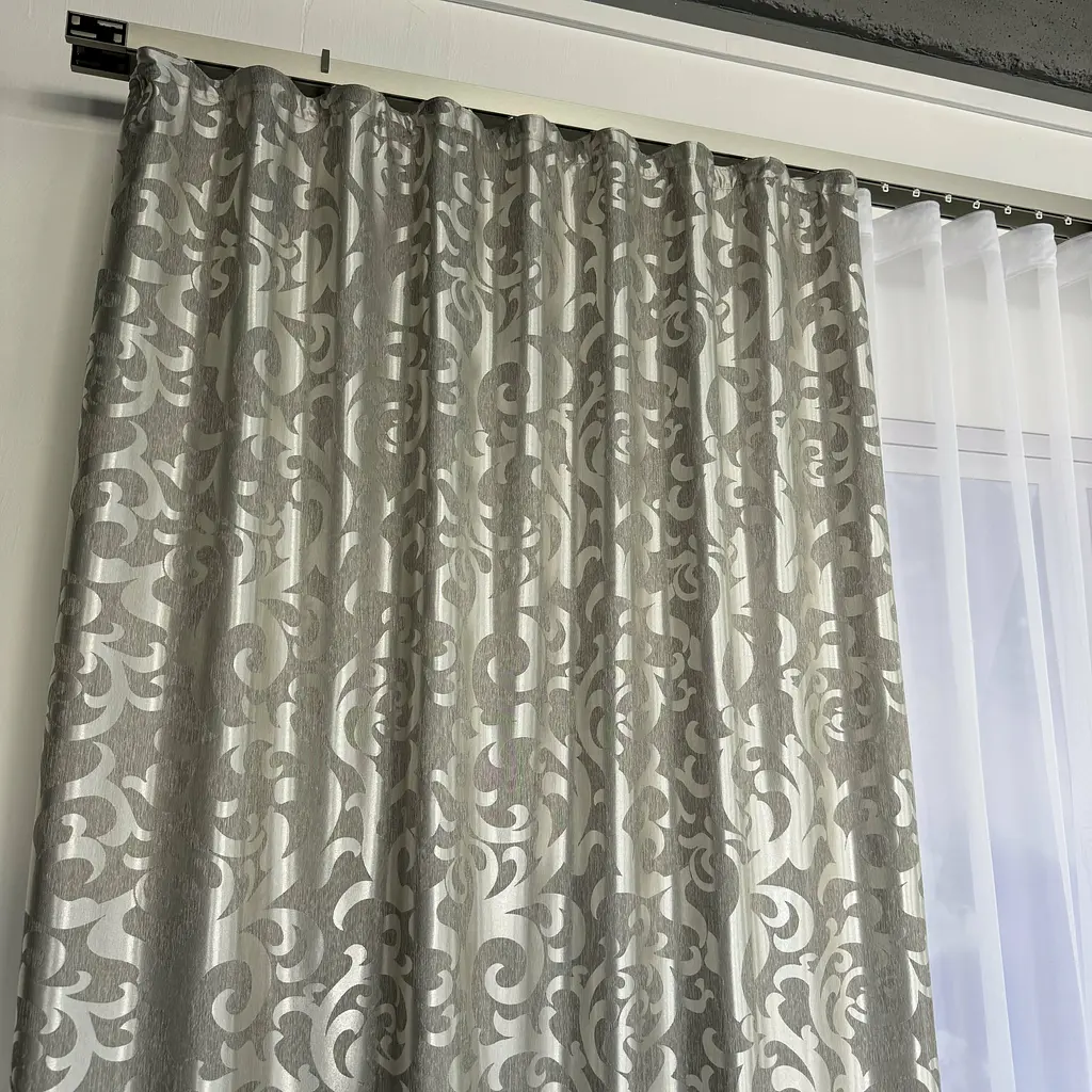 Штори жаккард "Вензель" сірий 150х270 см, 2шт, тасьма ALBO pbe0052939 - фото 7