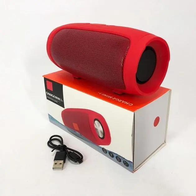 Портативна акумуляторна Bluetooth колонка бездротова 16см переносна акустика бумбокс USB MP3 UKC Charge Mini E3 червоний - фото 2