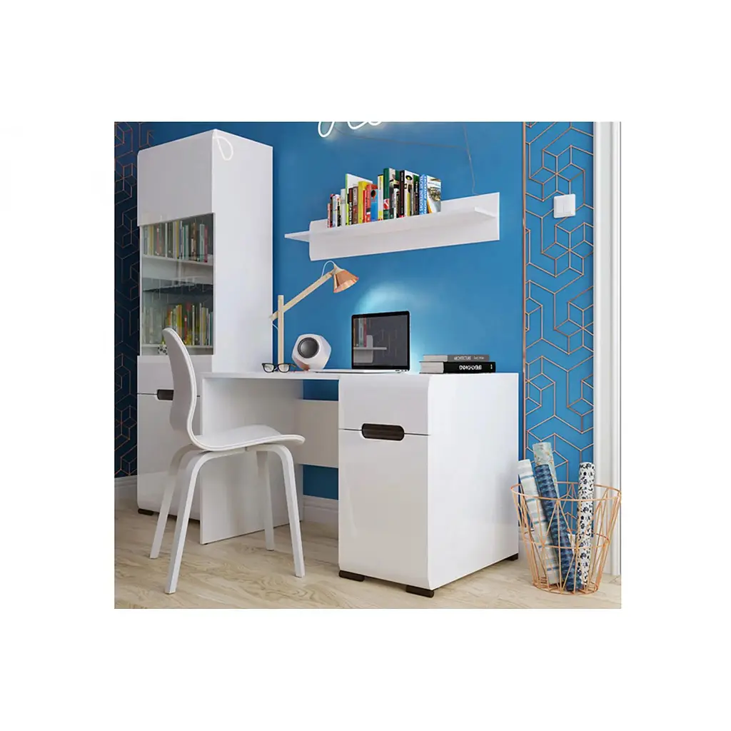 Пенал-вітрина ВМК Ацтека REG1W1D/21/6 з підсвіткою Білий/Білий глянець (GRB-1662) - фото 4