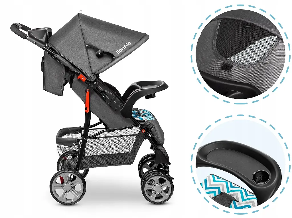 Прогулочная коляска Lionelo Emma Plus Blue Scandi, серая (LO-EMMA PLUS BLUE SCANDI) - фото 4