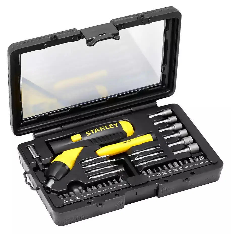 Викрутка-тримач біт Stanley Pistol Grip Ratchet з 36 насадками