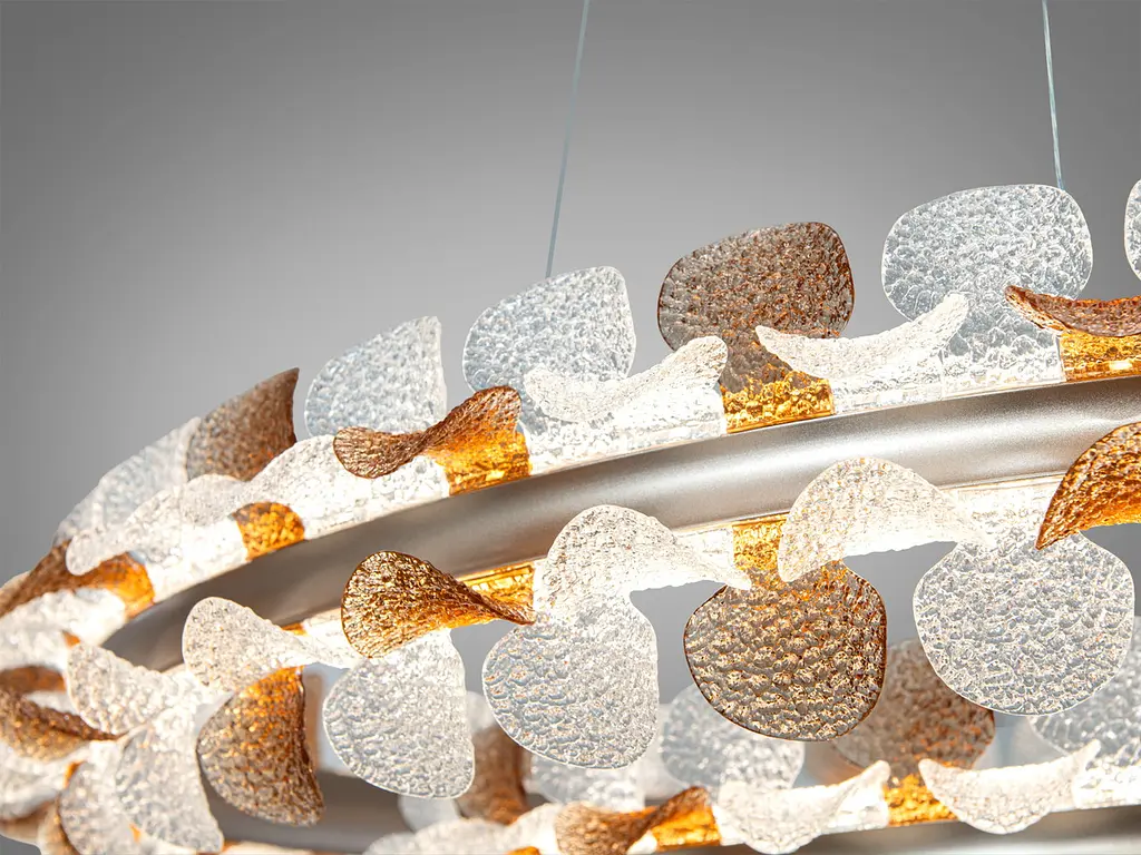 Дизайнерська підвісна LED люстра Diasha MD2511/800CG з подвійним кільцем і декоративною підсвіткою 80 см - фото 7