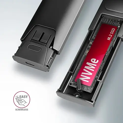 Кишеня зовнішня Axagon GTS, Grey, M.2, Type-C 3.2 Gen 2, 1xM.2 NVMe / SATA, формат 2230/2242/2260/2280, алюмінієвий корпус (EEM2-GTS2) - фото 3
