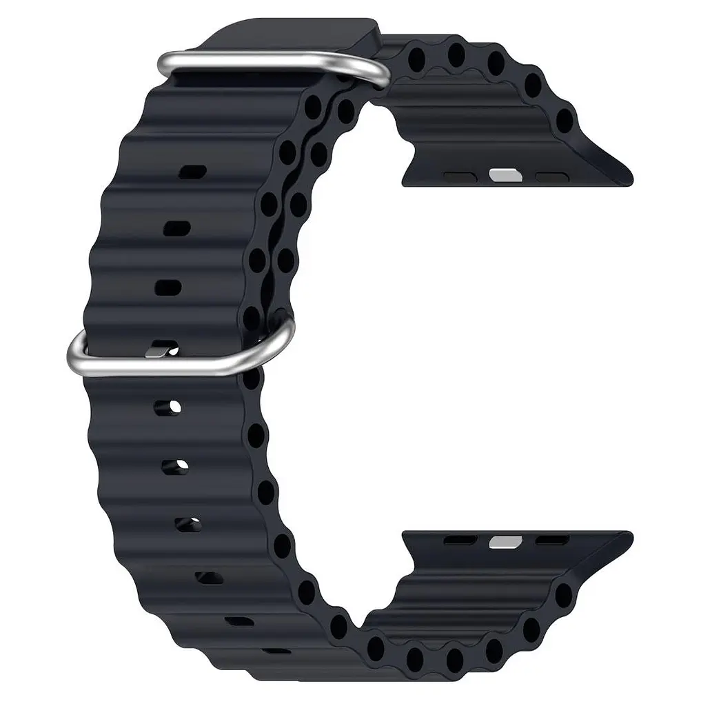 Ремешок силиконовый Primolux Ocean для часов Apple Watch 42 мм, 44 мм, 45 мм Black - фото 3