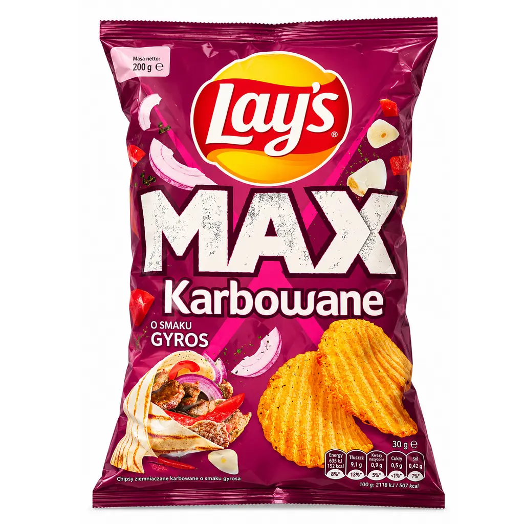 Чіпси Lay’s MAX Karbowane зі смаком гіроса 200 г