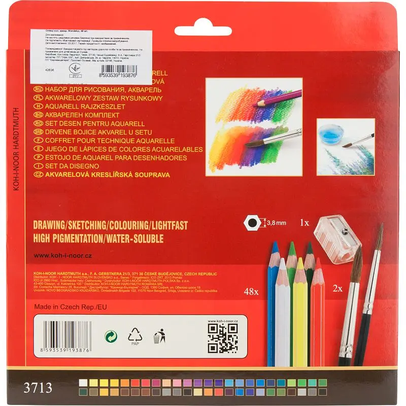 Карандаши цветные Koh-i-Noor Mondeluz акварельные 48 шт. (3713) - фото 3