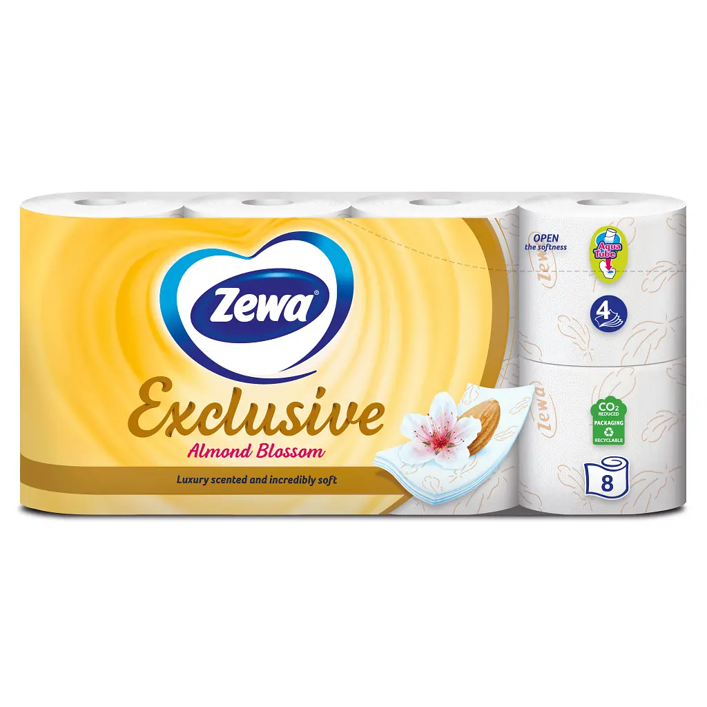 Туалетний папір Zewa Exclusive Мигдальне молочко 4 шари 8 рулонів (7322540837933) - фото 2
