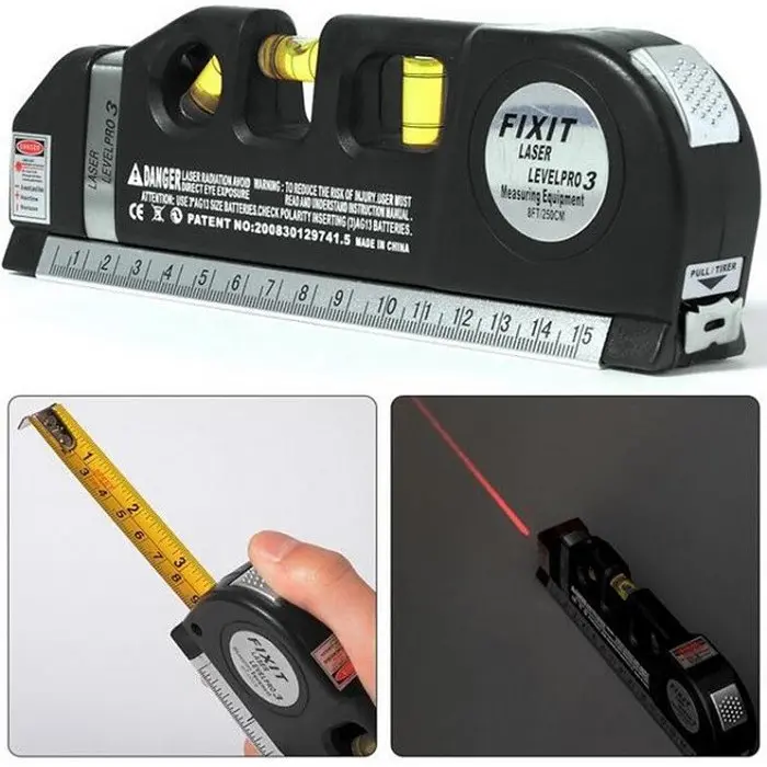 Лазерний рівень з рулеткою FIXIT Laser Level PRO 3 3-в-1, з лінійкою, 2.5 м, на батарейках - фото 2