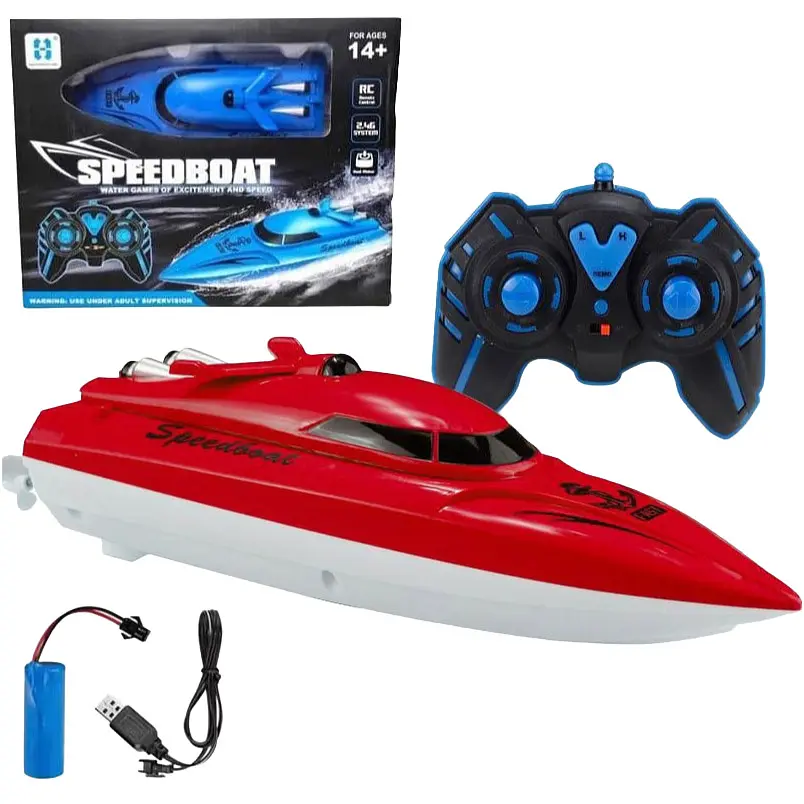 Швидкісний радіокерований катер Speedboat 2.4 GHz із двома моторами, акумулятором та USB-кабелем 25 см
