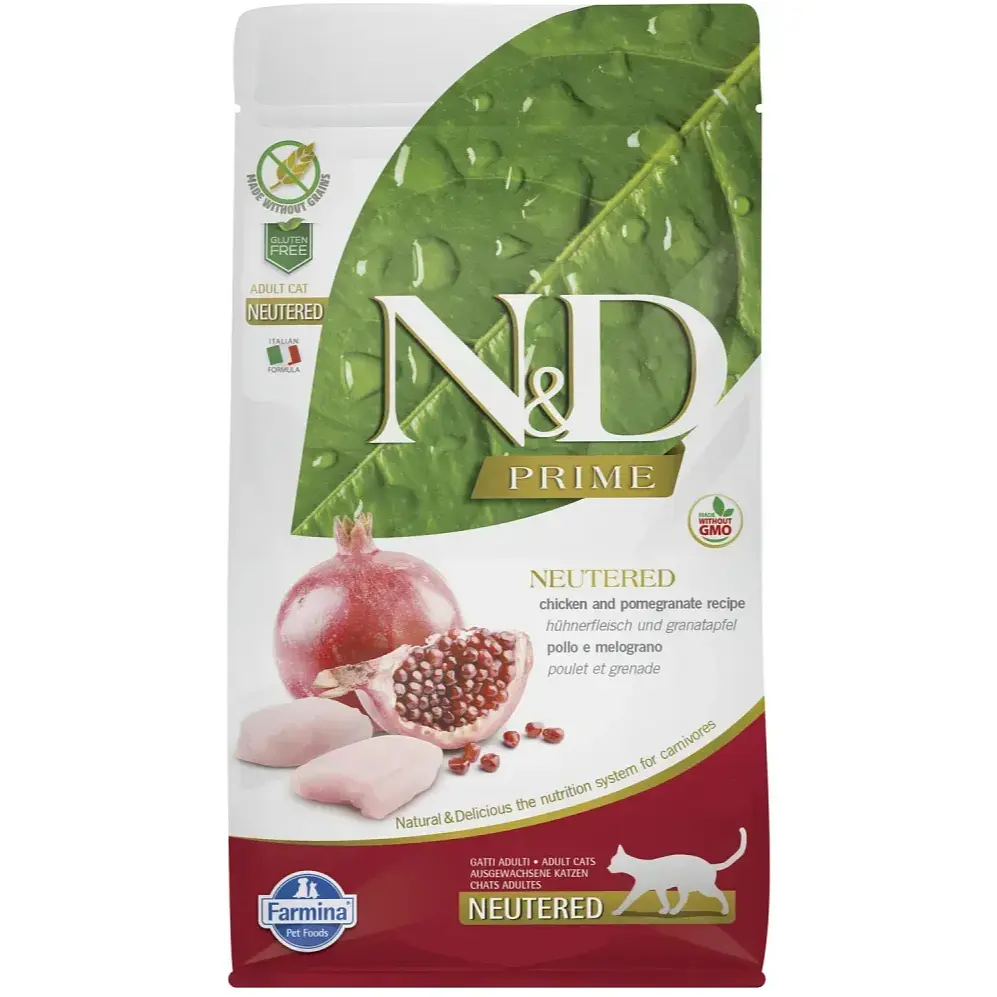 Беззерновий сухий корм для стерилізованих кішок Farmina N&D Prime Grain Free Chicken & Pomegranate Neutered Adult із куркою та гранатом 10 кг