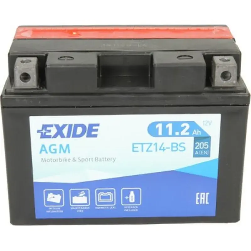 Акумулятор автомобільний EXIDE AGM 11,2Ah (+/-) (205EN) (ETZ14-BS) - фото 2