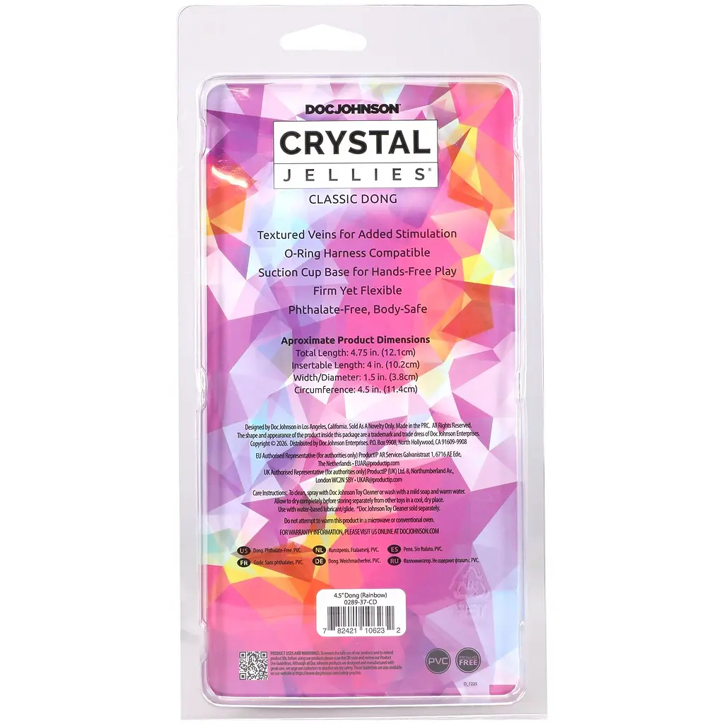 Ділдо Doc Johnson Crystal Jellies 4.5 Inch Rainbow, 12.1 см - фото 6