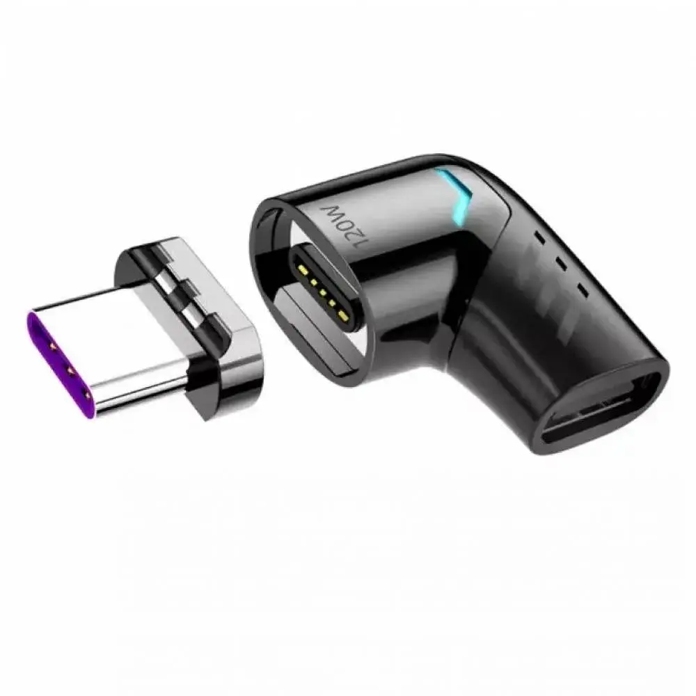 Адаптер кутовий Wuw Magnetic Type-C 120W 5A 480Mbps Чорний