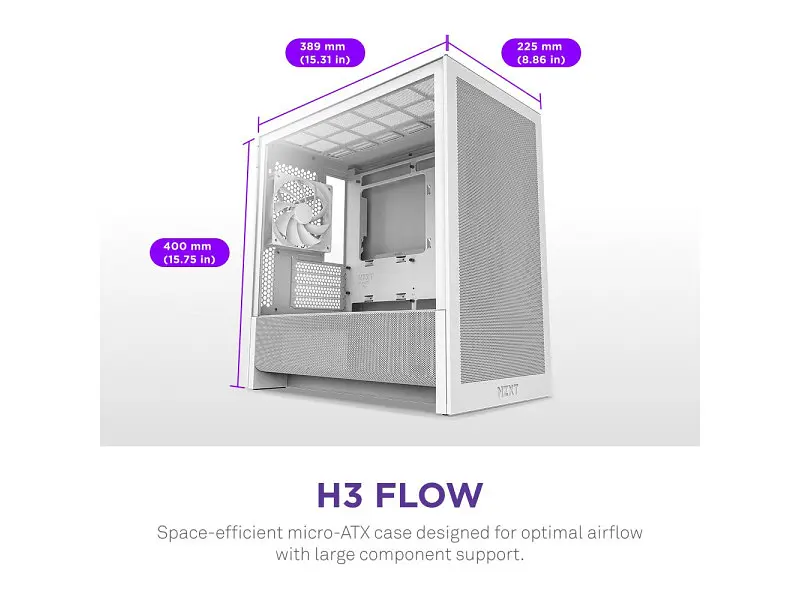 Корпус NZXT H3 Flow White (CC-H31FW-01) - фото 2