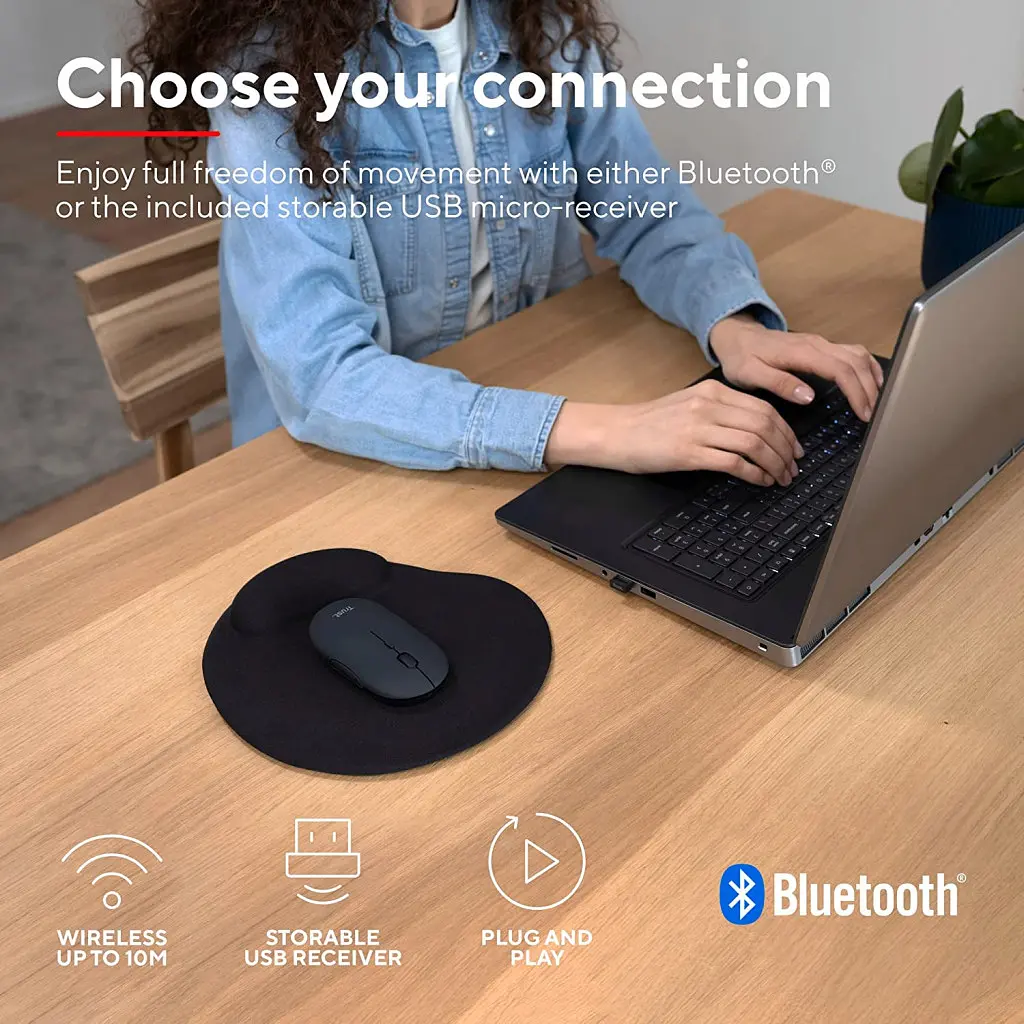 Мишка Trust Puck Wireless/Bluetooth Silent Black (24059) - фото 12