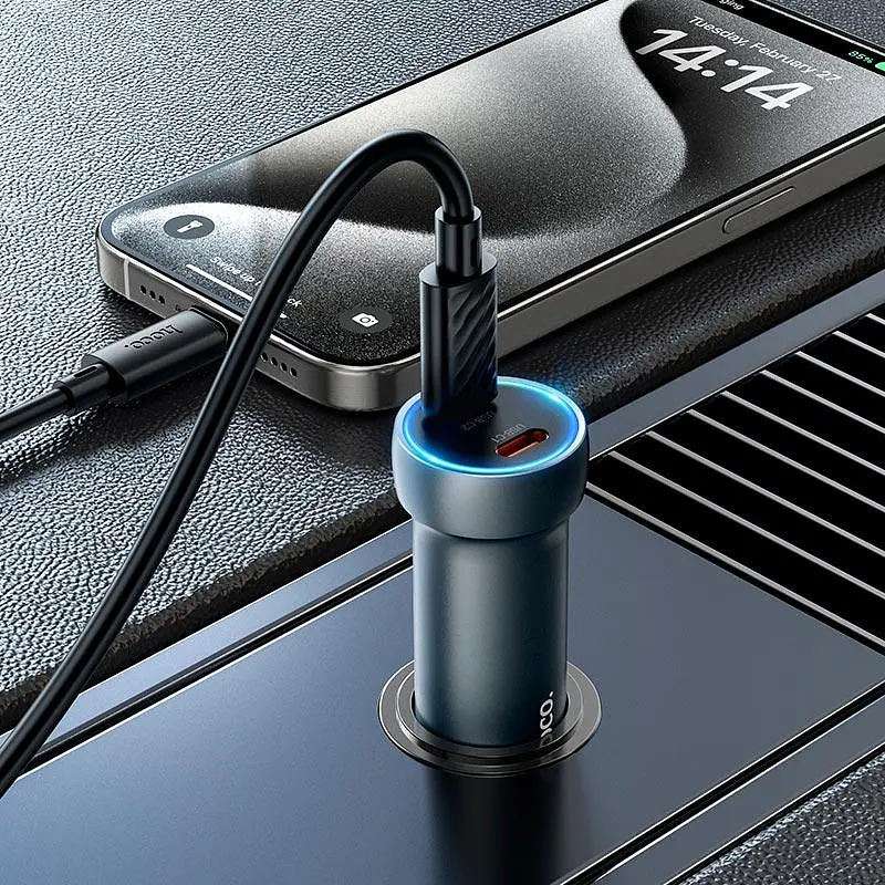 Адаптер автомобильный Hoco Prosperous (2C) Car charger Z54B 2Type-C, PD/QC, 60W/3A| - фото 3