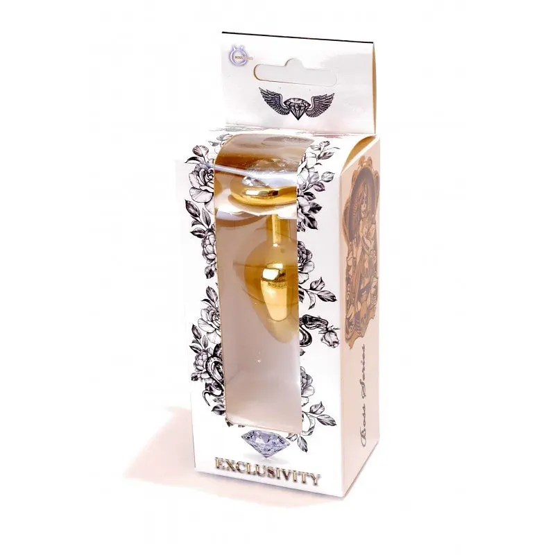 Анальна пробка з кристалом B-Series Jewellery Gold Heart Plug Clear, 7х2,7 см, прозорий - фото 5