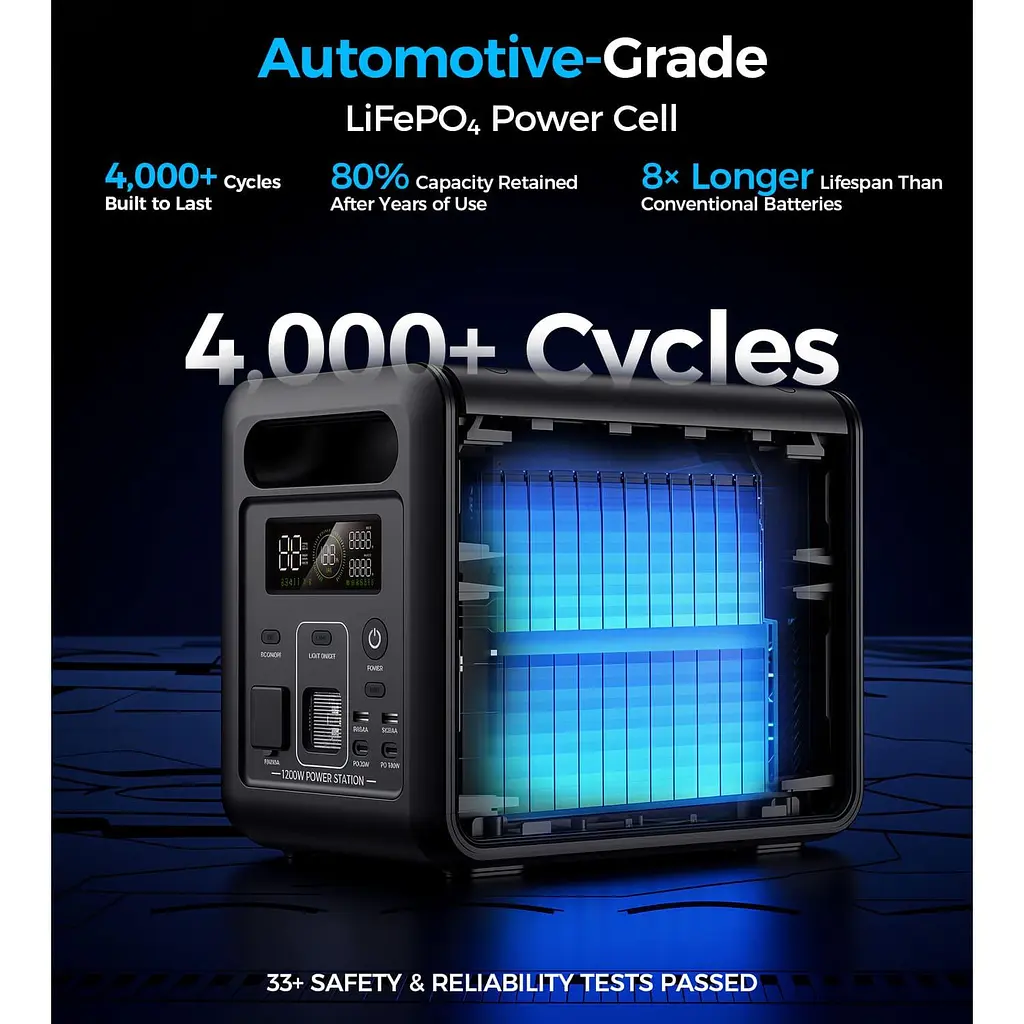 Зарядна станція Choetech BS068 / 1200 Вт / 1024 Вт/ч / LiFePO4 (BS068-EU-BKGY) - фото 8