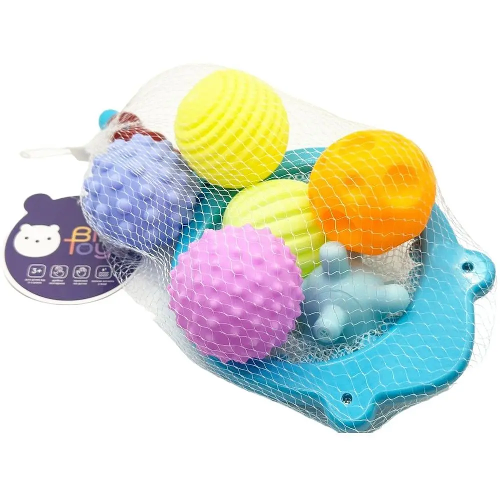 Набір іграшок для купання Bibi Toys Сачок Акула та м'ячики 7 шт. (760806BT) - фото 4