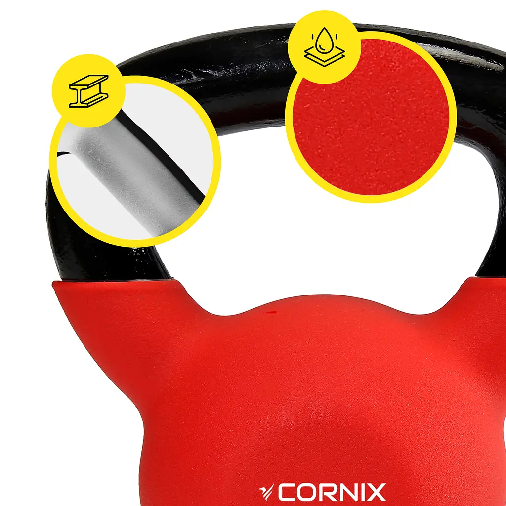 Гиря металева Cornix 8 кг з вініловим покриттям XR-0436 Red/Black - фото 3