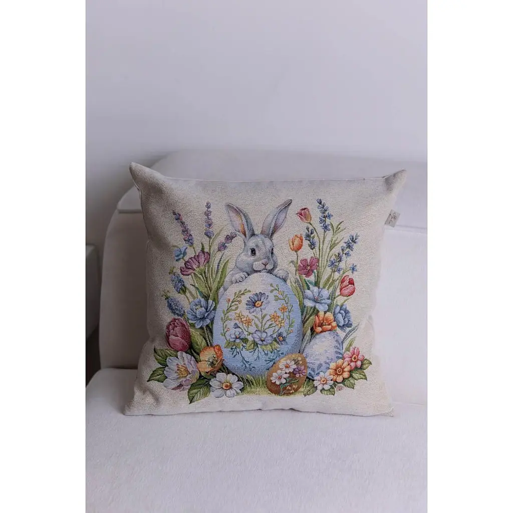 Подушка Прованс Соцветия Зайчонок с писанкой гобеленовая 45х45 см (44298) - фото 3