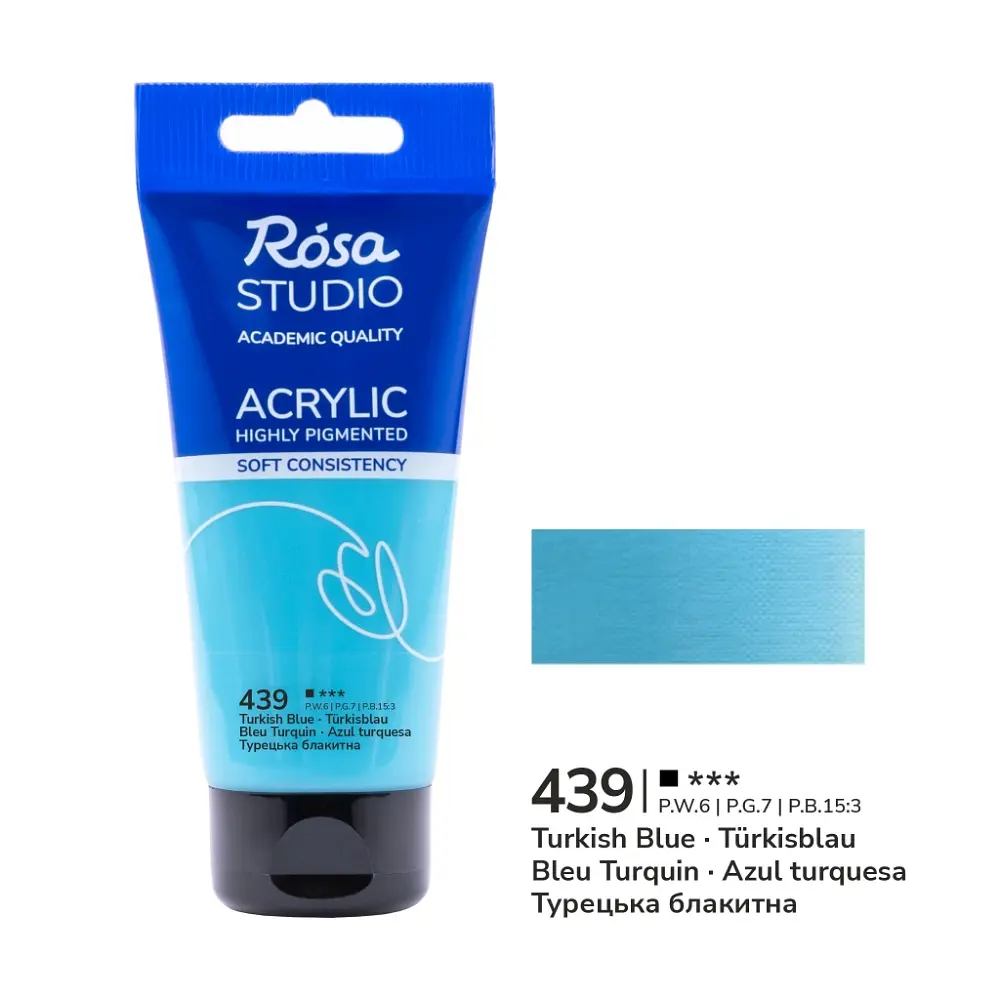 Фарба акрилова Турецька блакитна (439) 75 мл ROSA Studio (4823098527992)