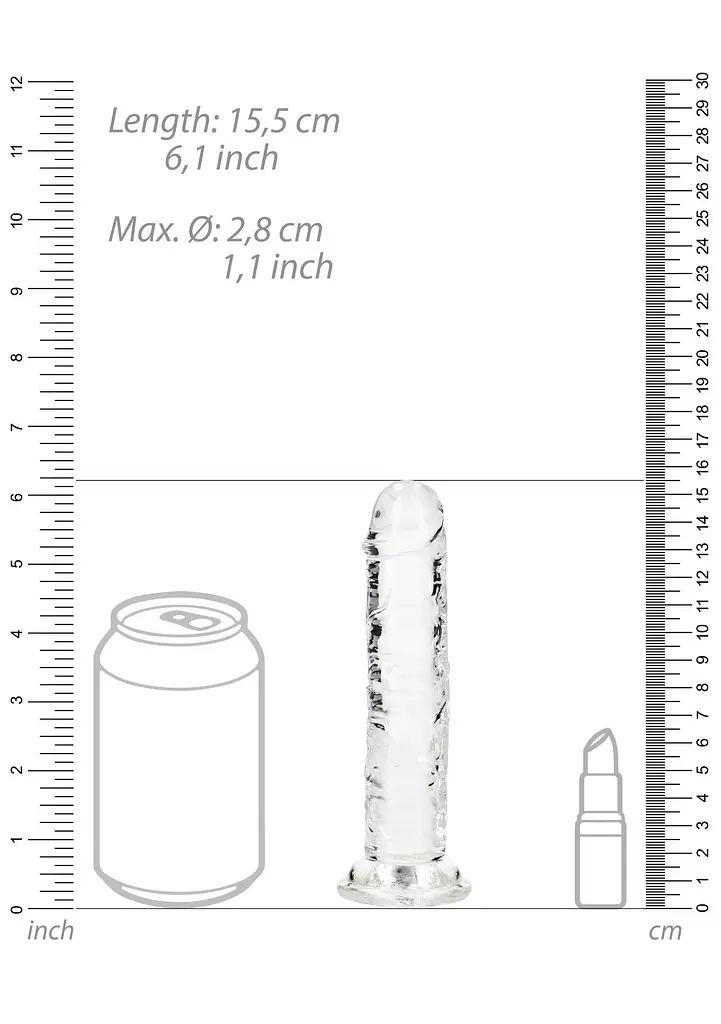 Фаллоимитатор RealRock Crystal Clear Realistic Dildo 6'' 15.5 см прозрачный - фото 5
