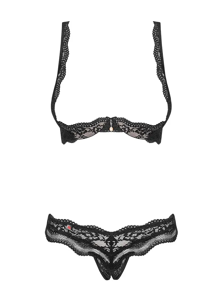 Комплект білизни Obsessive Luvae otwarty, L/XL (чорний) - фото 7