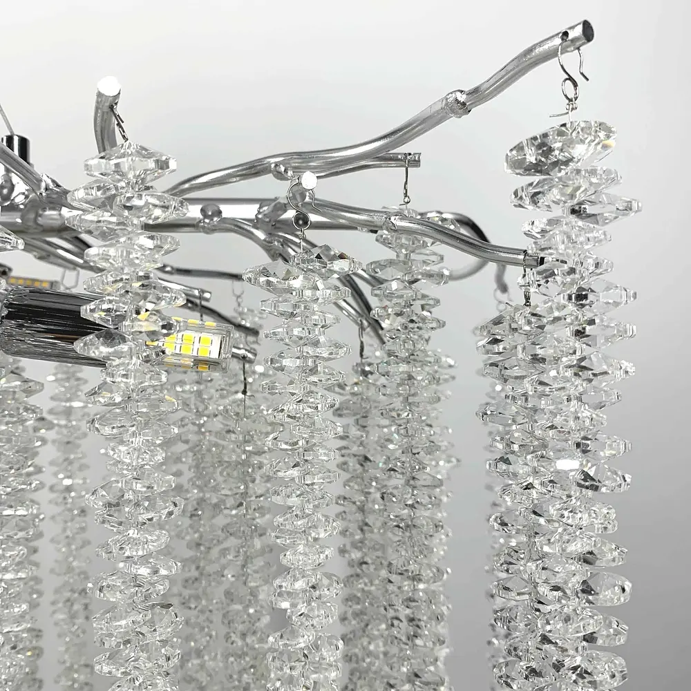 Підвісна люстра в корпусі хром з кришталевим камінням Line.F Діаметр 100см - фото 3