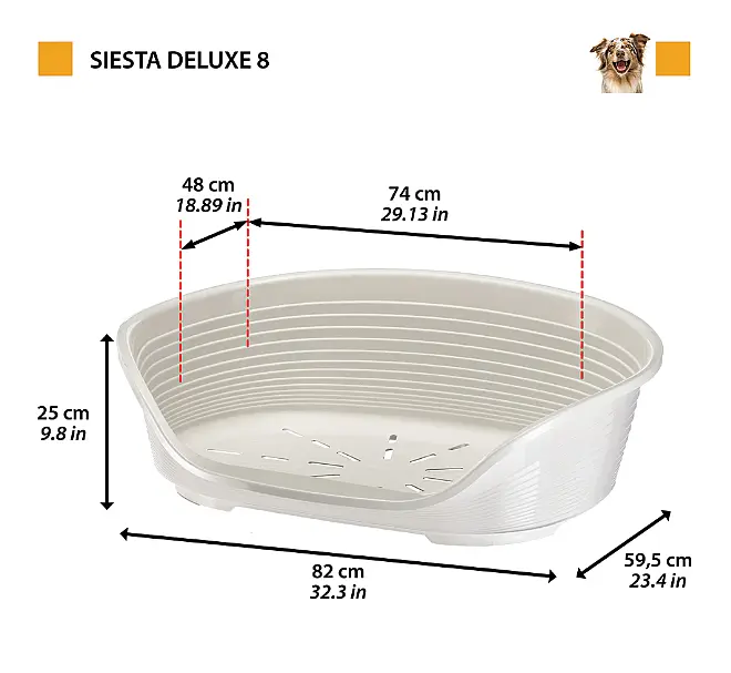 Пластиковий лежак для собак і котів Ferplast Siesta Deluxe 8 чорний 82×59,5×25 см 70208917 - фото 2