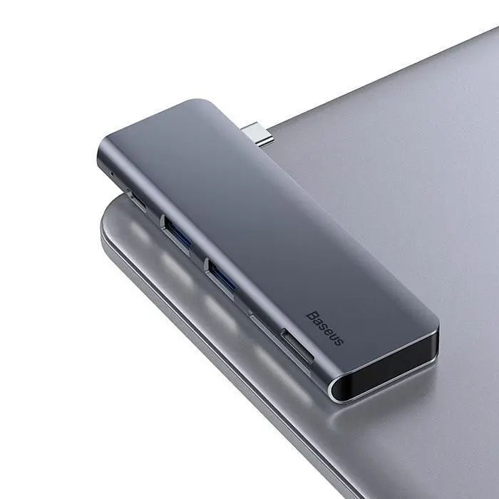 USB-хаб Baseus Harmonica Five-in-one HUB Adapter Grey (CAHUB-K0G) [72625] - фото 4