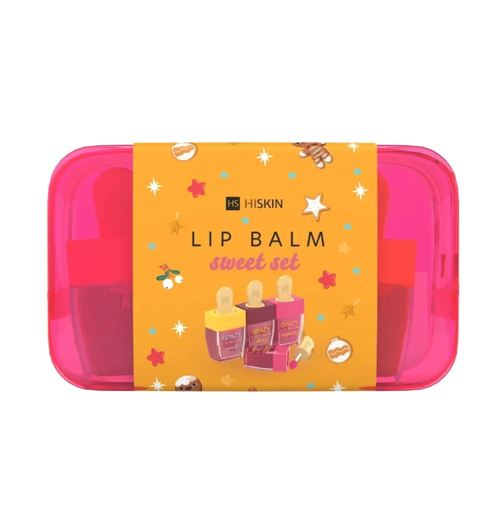 Подарунковий набір Бальзами для губ в косметичці Lip Balm Sweet Set HiSkin 3 продукти - фото 2