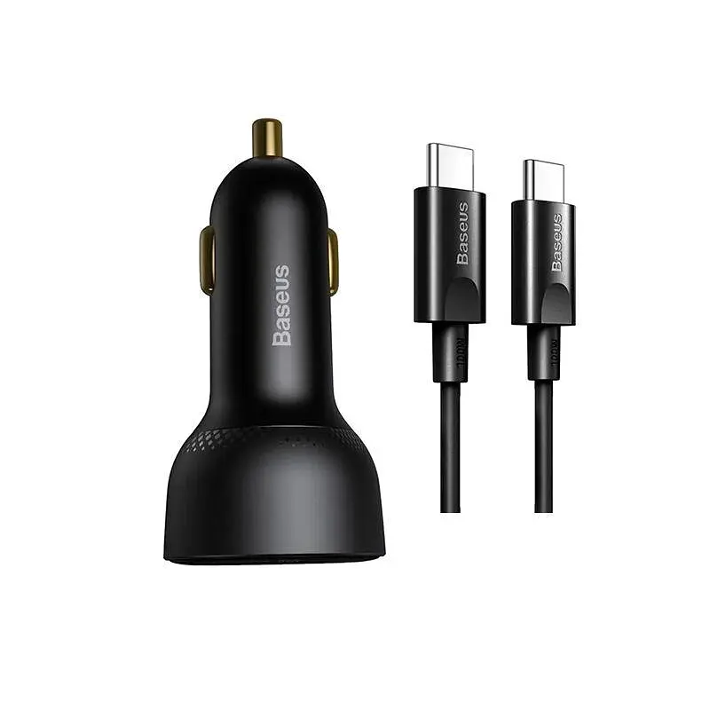 Автозарядний + кабель 100W Baseus Superme Digital PPS DUAL USB-A + USB-C QC 5.0 (TZCCZX-01) - фото 2