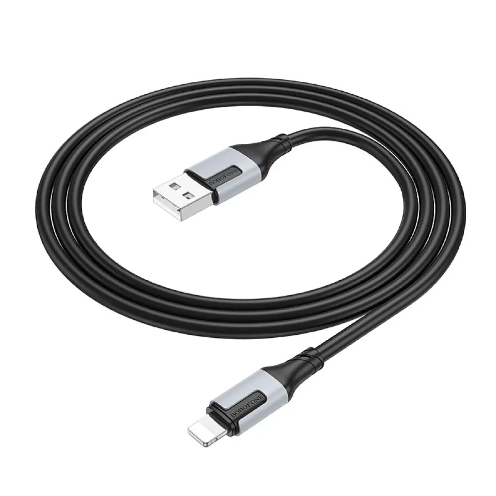 Кабель для заряджання USB Borofone BX101 Creator USB-Lightning 2.4A 1 м Чорний