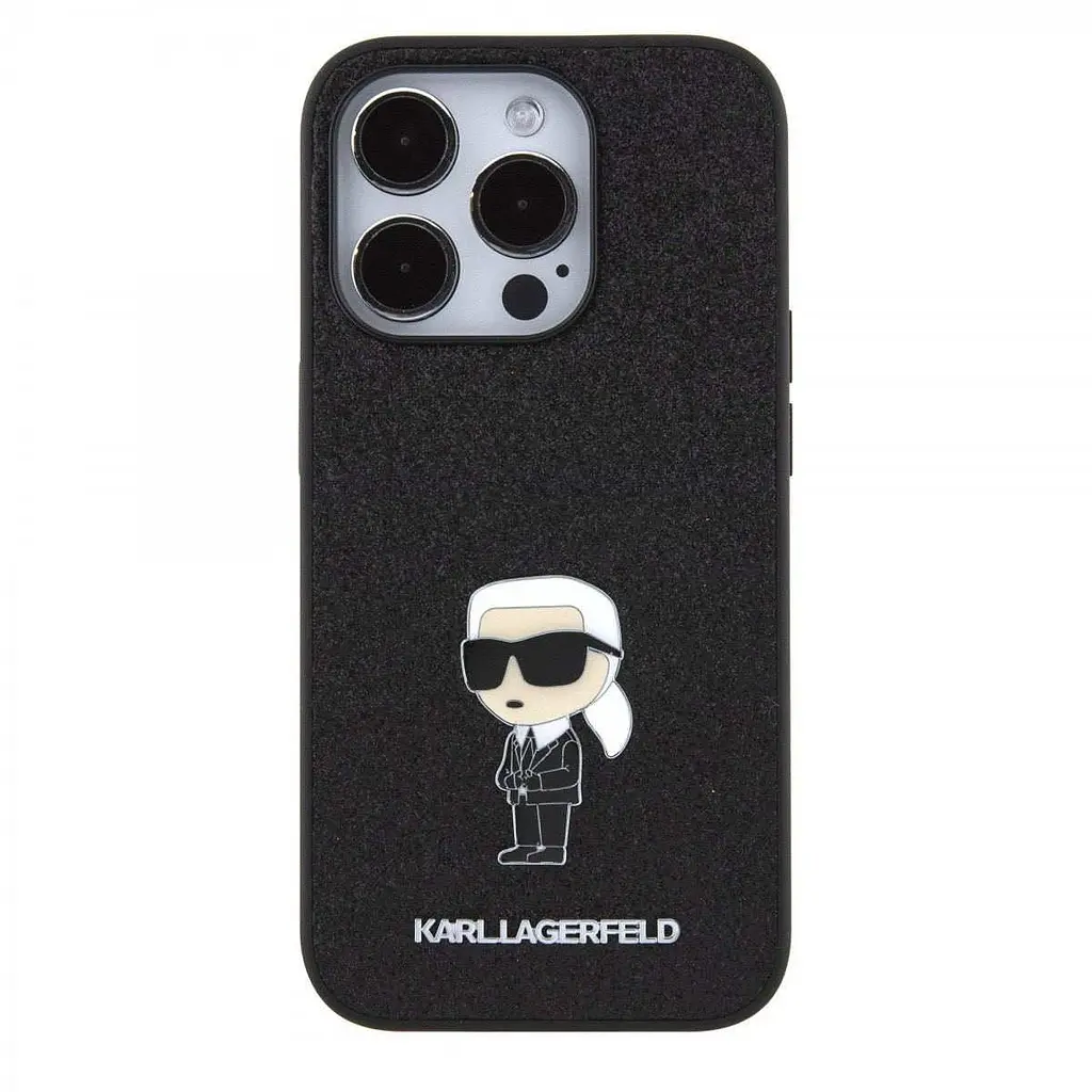 Чехол Karl Lagerfeld iPhOne 15 Pro Fixed Glitter Metal Ikonik Black (57983116856) - фото 2