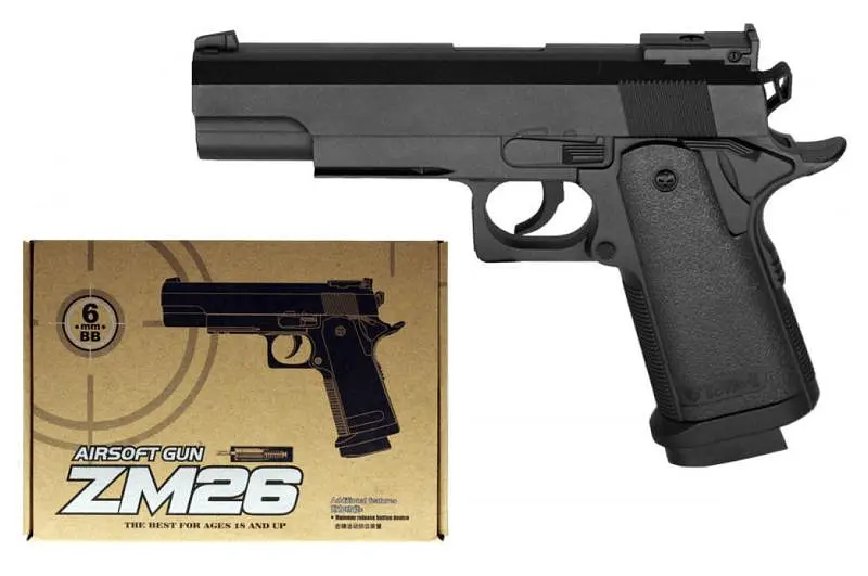 Іграшковий пістолет металевий на кульках кульки CYMA Airsoft Gun ZM26 в коробці р.22х15, 5х4, 5 см
