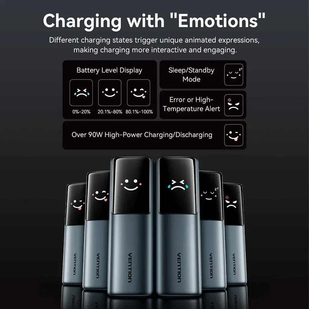 Батарея універсальна Vention 20000 mAh 165W Gray TFT Display Type (FKFH0) - фото 6