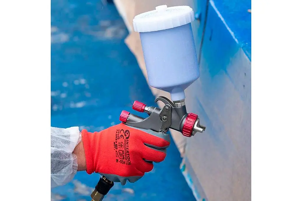 Рукавички робочі захисні Intertool з нітриловим покриттям 10" червоно-сірі (в упаковці 12 шт.) - фото 3