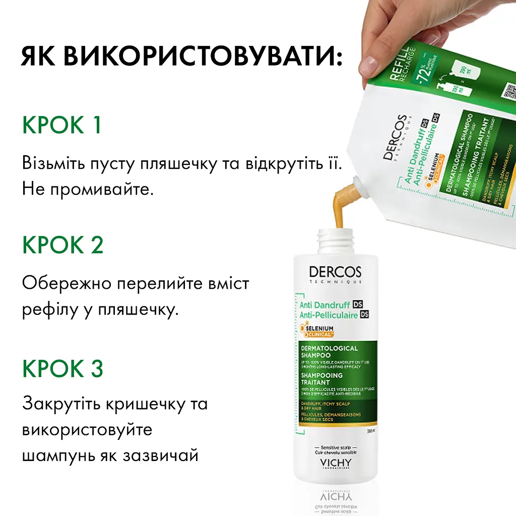 Шампунь Vichy Dercos від лупи для сухого волосся та подразненої та чутливої шкіри голови 390 мл  - фото 8