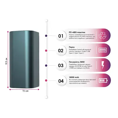 Батарея універсальна TheGeneral 18000mah Kamet, QC/22.5W (40012019-03) - фото 7