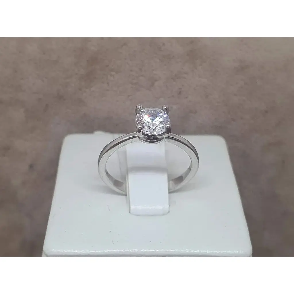 Срібне кільце Агні з фіанітом. 1254/1Р-CZ РЯСКА 17 - фото 3