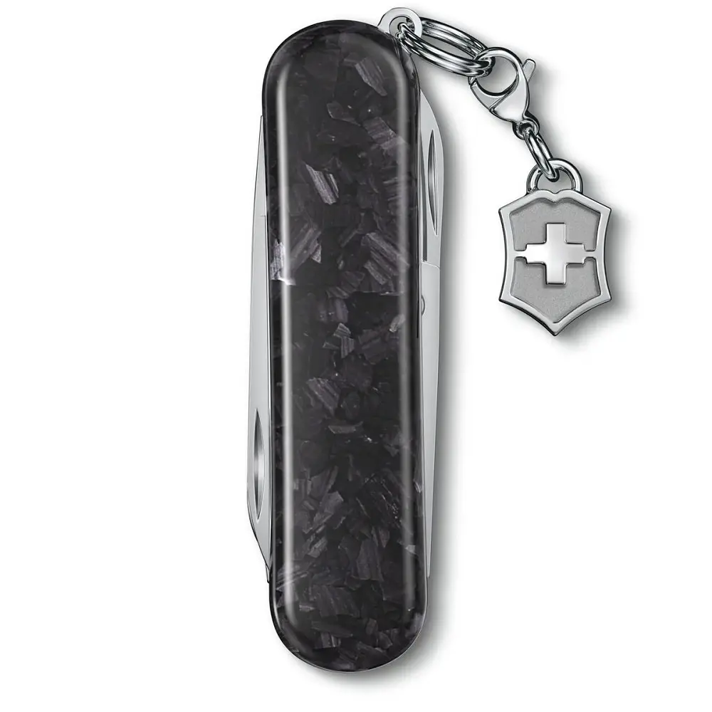Ніж Victorinox Classic Brilliant Карбоновий 58мм,5функ,карбон + брелок-лого - фото 2